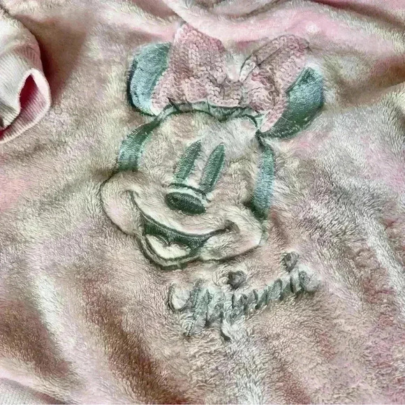Disney Pink Minnie Mouse Plush Hoodie with Mouse Ears Size 4T - Picture 3 of 4